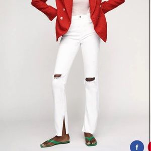 zara flared ripped slim fit jeans